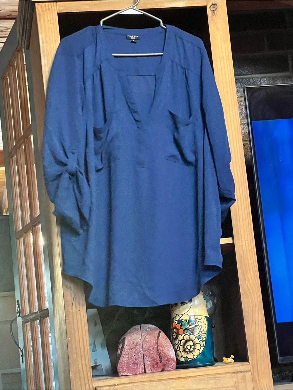 torrid Deep Blue V-Neck Long Sleeve Tunic